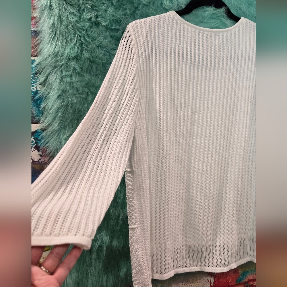 Alfred Dunner White Long Sleeve Cable Knit Sweater Size L - Picture 10 of 11